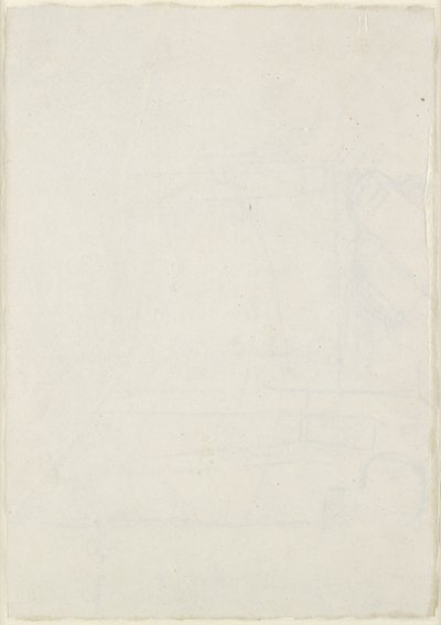 Verso: Ligeros apuntes arquitectónicos incluyendo un plano cruciforme, WA1846.160 (pluma y tinta marrón sobre estilete ciego, algunas trazas de plomo o tiza) de Raphael