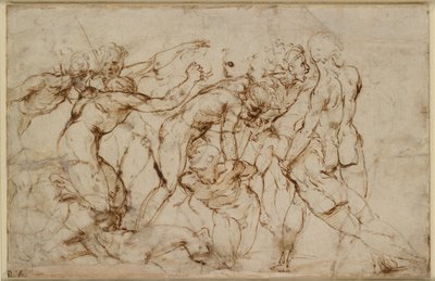 Escena de batalla con prisioneros siendo atados de Raphael
