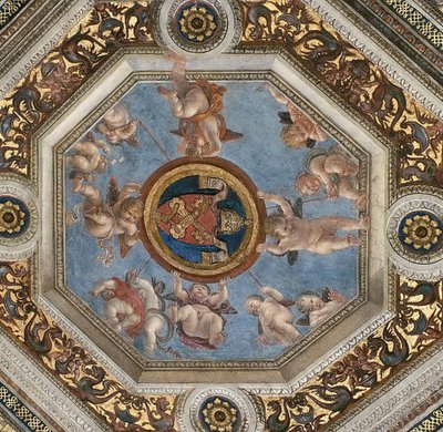 Techo. Fresco en la Stanza della Segnatura, ca. 1510-1511 de Raphael