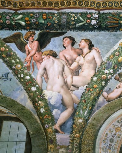 Cupido y las Tres Gracias, 1517-1518 de Raphael