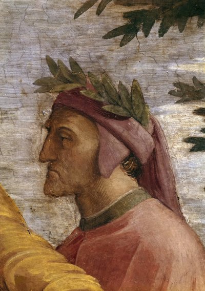 Disputa. Detalle: Dante Alighieri Fresco en Stanza della Segnatura, ca. 1510-1511 de Raphael