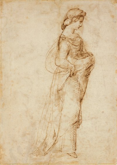 Figura femenina caminando hacia la derecha de Raphael