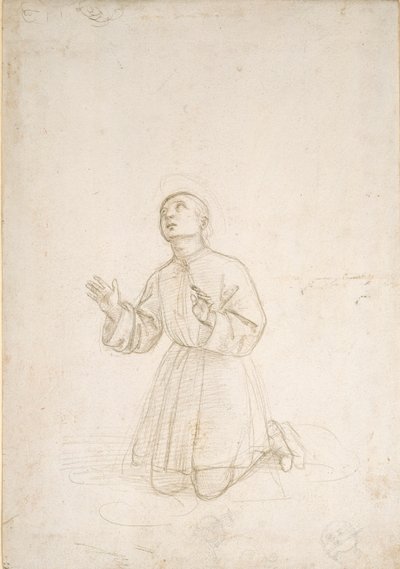 Figura arrodillada de un joven de Raphael
