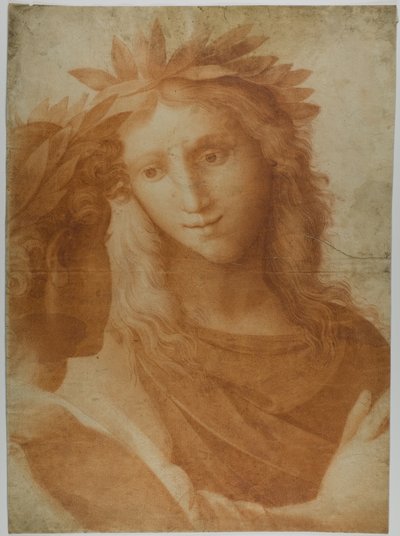 Hombre y mujer coronados con laurel de Raphael