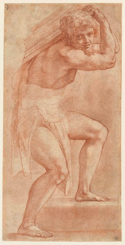 Hombre medio envuelto, cargando una carga, 1514-1516 de Raphael