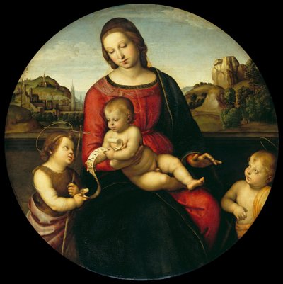 María con el Niño, Juan el Bautista y un Niño Santo Madonna Terranuova, c. 1505 de Raffaello Sanzio Raphael