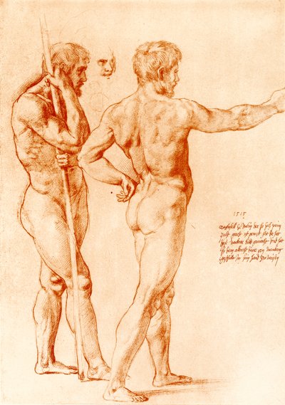 Estudio de desnudo de dos guerreros de Raffaello Sanzio Raphael