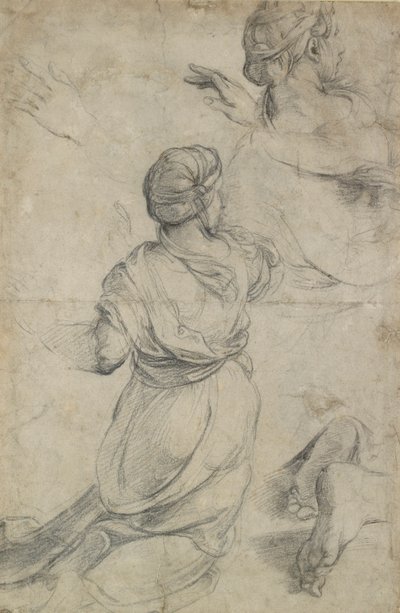 Estudios para dos mujeres arrodilladas de Raphael