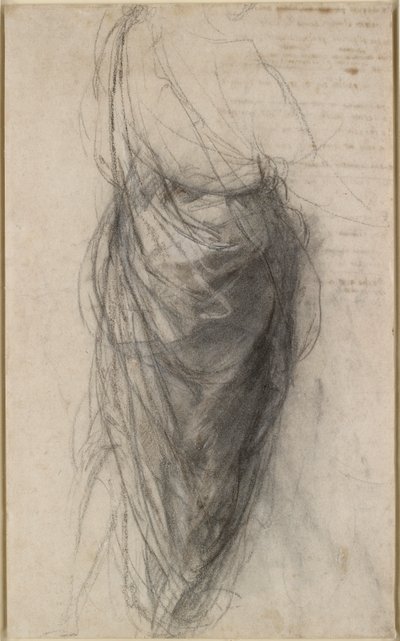 Estudio para el drapeado de un hombre de espaldas, principios del siglo XVI de Raphael