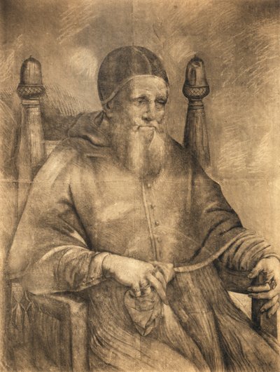 Estudio para el retrato del Papa Julio II, 1500-12 de Raphael