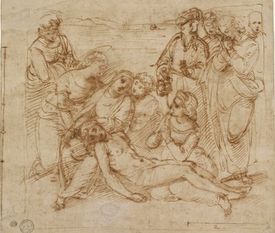 El lamento (estudio para el Entierro de Cristo), principios del siglo XVI de Raphael