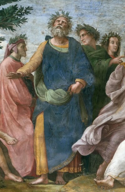 El Parnaso (detalle) Fresco en la Stanza della Segnatura, ca 1510-1511 de Raphael