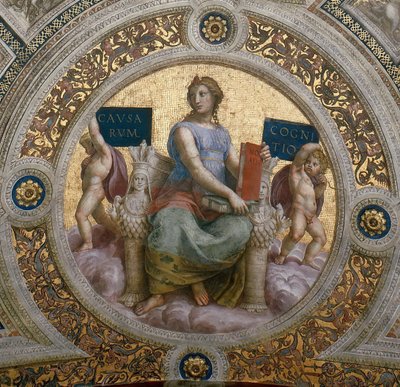 La Filosofía (fresco en el techo en la Stanza della Segnatura, ca. 1510-1511) de Raphael