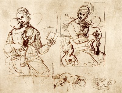 Dos estudios de Madonna de Raffaello Sanzio Raphael