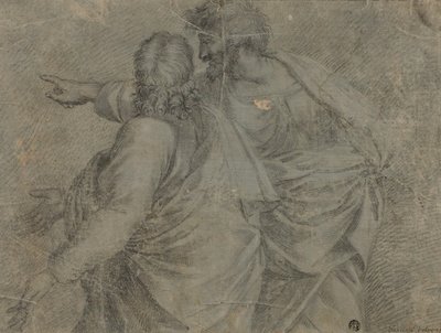 Dos hombres conversando y gesticulando de Raphael