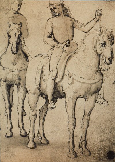 Hombres a caballo de Raffaello Sanzio Raphael