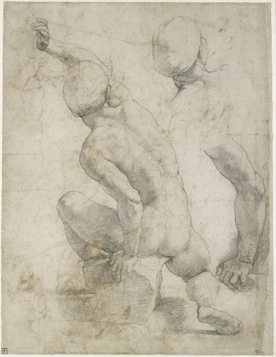 Recto: Hombre desnudo sentado en una piedra, WA1846.200 de Raffaello Sanzio Raphael