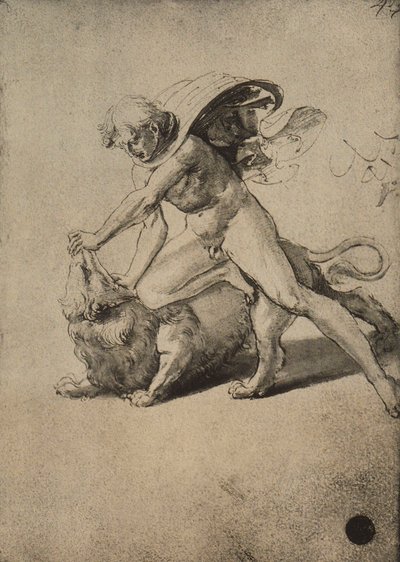 Sansón luchando con el león de Raffaello Sanzio Raphael