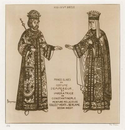 Príncipes eslavos con trajes de emperador y emperatriz de Constantinopla (grabado) de Raphael Jacquemin