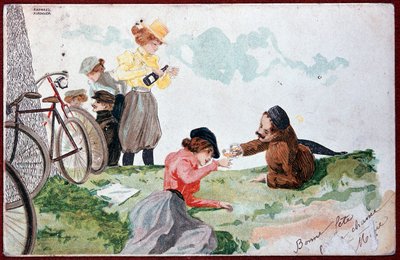 Fiesta campestre: Picnic y ciclismo - ilustración de R. Kirchner, c.1900 de Raphael Kirchner