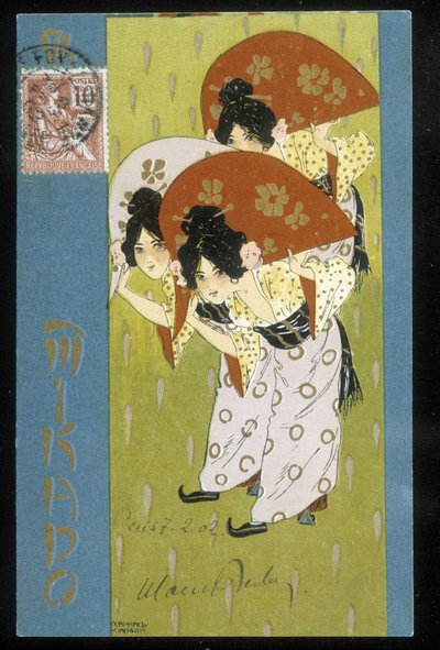 Geisha - postal, por Raphaël Kirchner, principios del siglo XX de Raphael Kirchner
