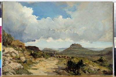 Berger a Miramas le Vieux, Etang de Berre en las Bouches del Ródano Pintura de Raphael Luc Ponson (1835-1904) Mención obligatoria: Colección fundación regards de Provence, Marsella de Raphael Luc Ponson