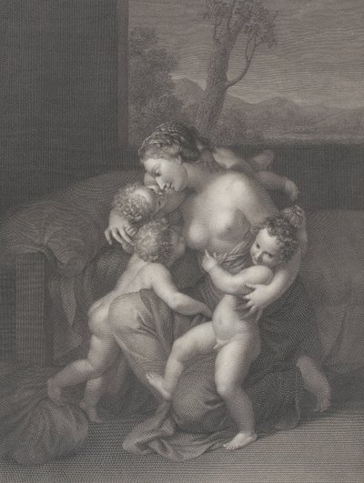 Caridad con tres niños pequeños, 1795 de Raphael Morghen