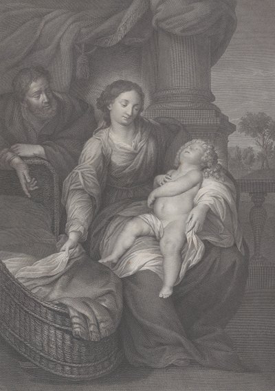 La Sagrada Familia, con el Niño Jesús dormido en el regazo de la Virgen, 1786 de Raphael Morghen