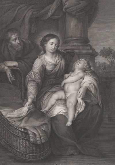 La Sagrada Familia, con el Niño Jesús Dormido en el Regazo de la Virgen, ca. 1778-86 de Raphael Morghen