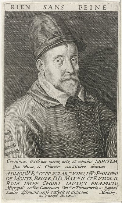Retrato del compositor Philippe de Monte 1521-1603, 1594 de Raphael Sadeler the Elder