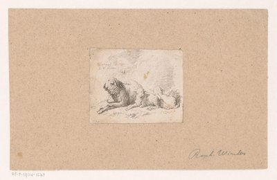 Oveja acostada con dos corderos de Raphael Winter