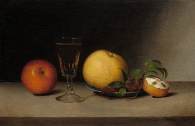 Naturaleza muerta con manzanas, jerez y pastel de té de Raphaelle Peale