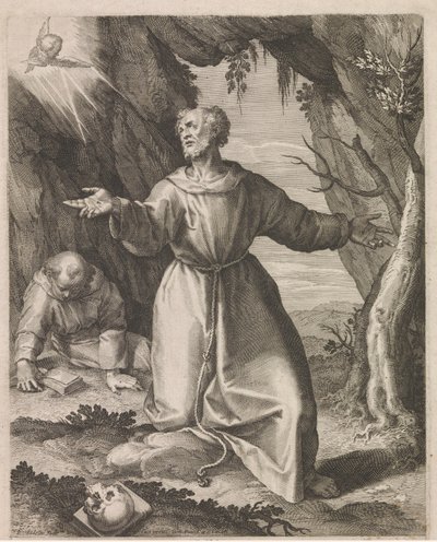Francisco de Asís recibe los estigmas de Raphaël Sadeler (I)