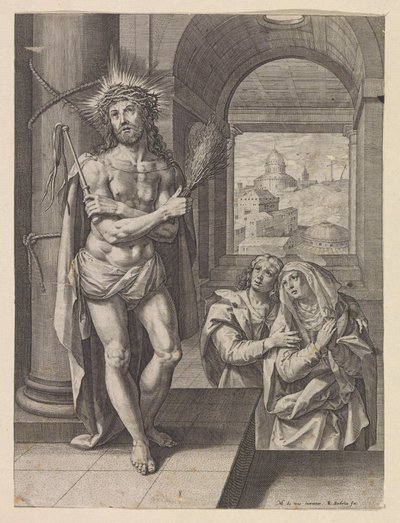 Flagelación de Cristo con Juan y María de Raphaël Sadeler (I)