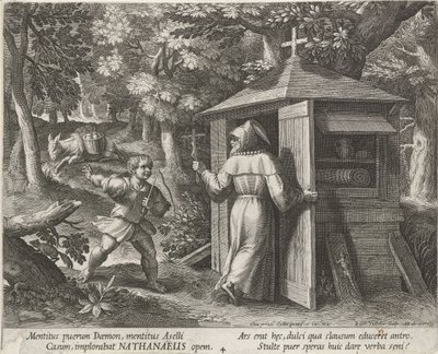 San Bartolomé como ermitaño Ermitaños (título de la serie) Oraculum Anachoreticum (título de la serie) de Raphaël Sadeler (I)