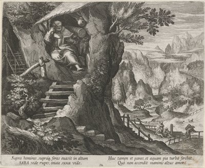 San Sabas como ermitaño Ermitaños (título de la serie) Oraculum Anachoreticum (título de la serie) de Raphaël Sadeler (I)