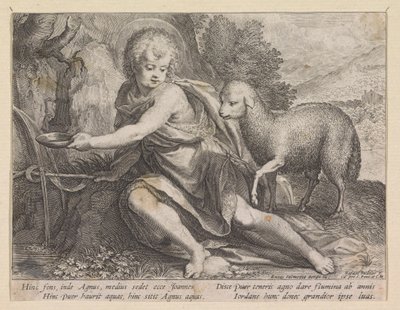 Juan el Bautista de joven junto a un pozo de Raphaël Sadeler (I)