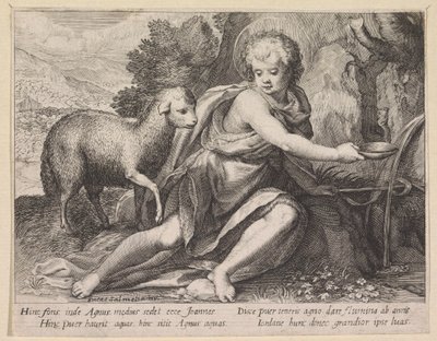 Juan el Bautista de joven junto a un pozo de Raphaël Sadeler (I)