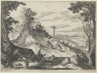 Paisaje con una cruz en una colina de Raphaël Sadeler (II)