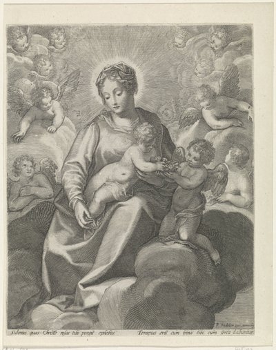 María con el Niño Jesús en las nubes de Raphaël Sadeler (II)