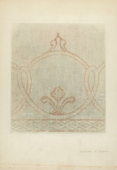 Dibujo de restauración de pintura mural, c. 1940 de Raymond E. Noble