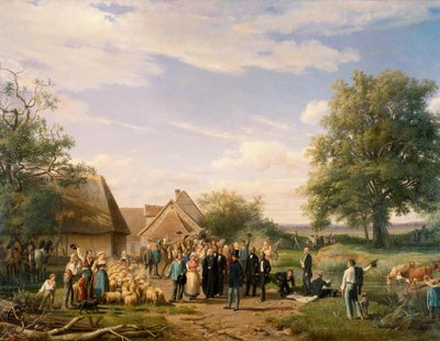 Napoleón III visitando la granja de Coudray en Sologne Pintura de Raymond Esbrat (1809-1856) Siglo XIX Orleans. Museo de Bellas Artes de Raymond Esbrat