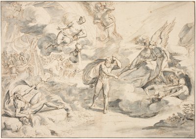 Eolo obedeciendo la orden de Juno para crear una tormenta, c.1683-84 de Raymond Lafage