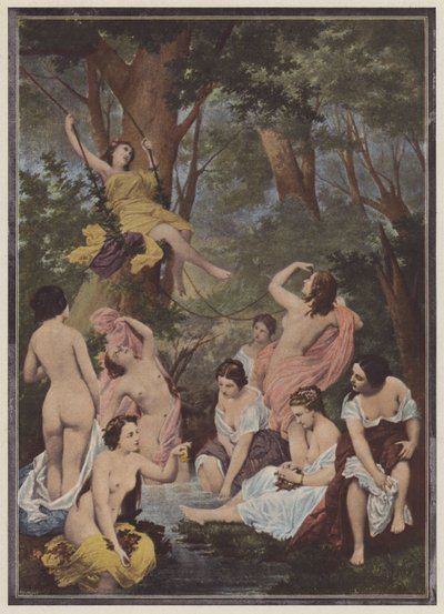 Los bañistas (litografia en color) de Raymond Quinsac (after) Monvoisin