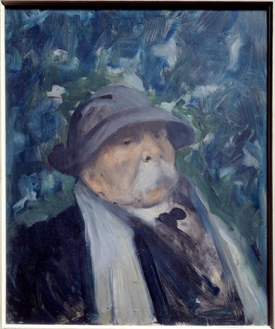 Retrato de Georges Clemenceau (1841-1929) político. Pintura de Raymond Woog (1875-1949), siglo XX. Óleo sobre madera. Dimensiones: 0,45 x 0,38 m. París, Museo Carnavalet. Cuidado. La utilización de esta obra puede estar sujeta a una solicitud de autorizaci de Raymond Woog