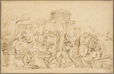 Baco y Ariadna, con Sileno, Ninfas y Sátiros de Raymond de Lafage