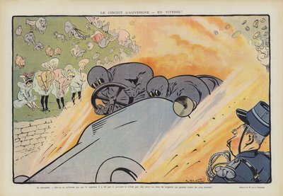 Circuito de Auvernia. Ilustración para Le Rire (litografía en color) de Raymond de la Neziere