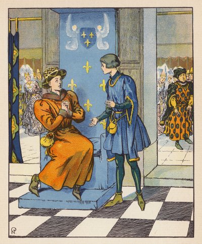 Conversation Secrete De Jeanne Avec Charles VII (litografía en color) de Raymond de la Neziere