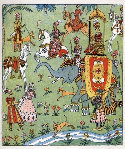 Ilustración del cuento "Aladino o la lámpara maravillosa" de "Las mil y una noches de Raymond de la Neziere