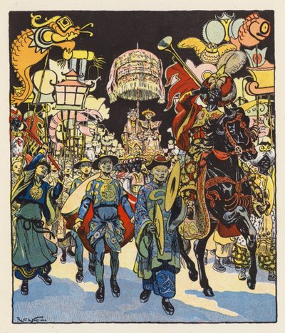 Les Mille et Une Nuits / Las mil y una noches (litografía en color) de Raymond de la Neziere
